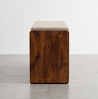 Solid Wood 2-Tier Shoe Storage Bench with Cushion